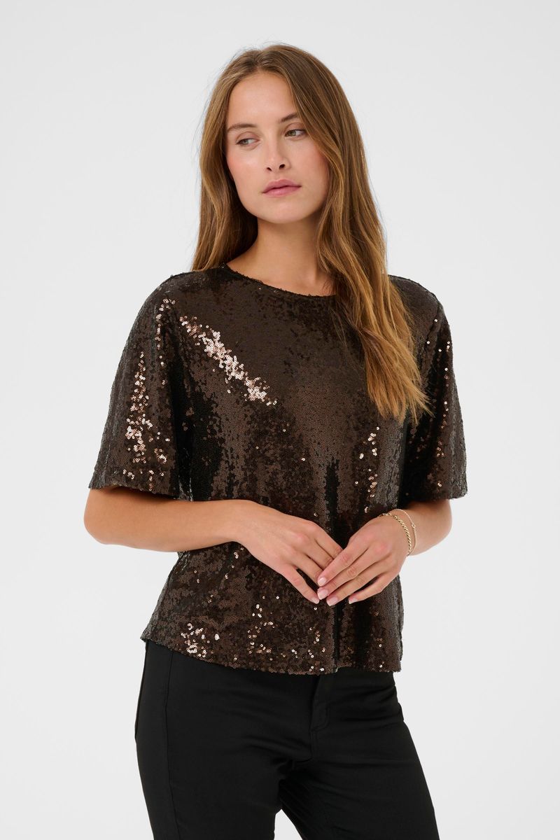 KAmiranda sequin blouse, black coffee