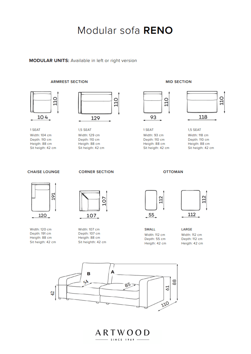 Reno modulsofa, prisgruppe 2