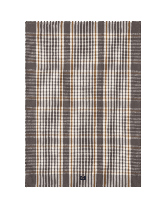 Checked kitchen towel, gray/white/fudge