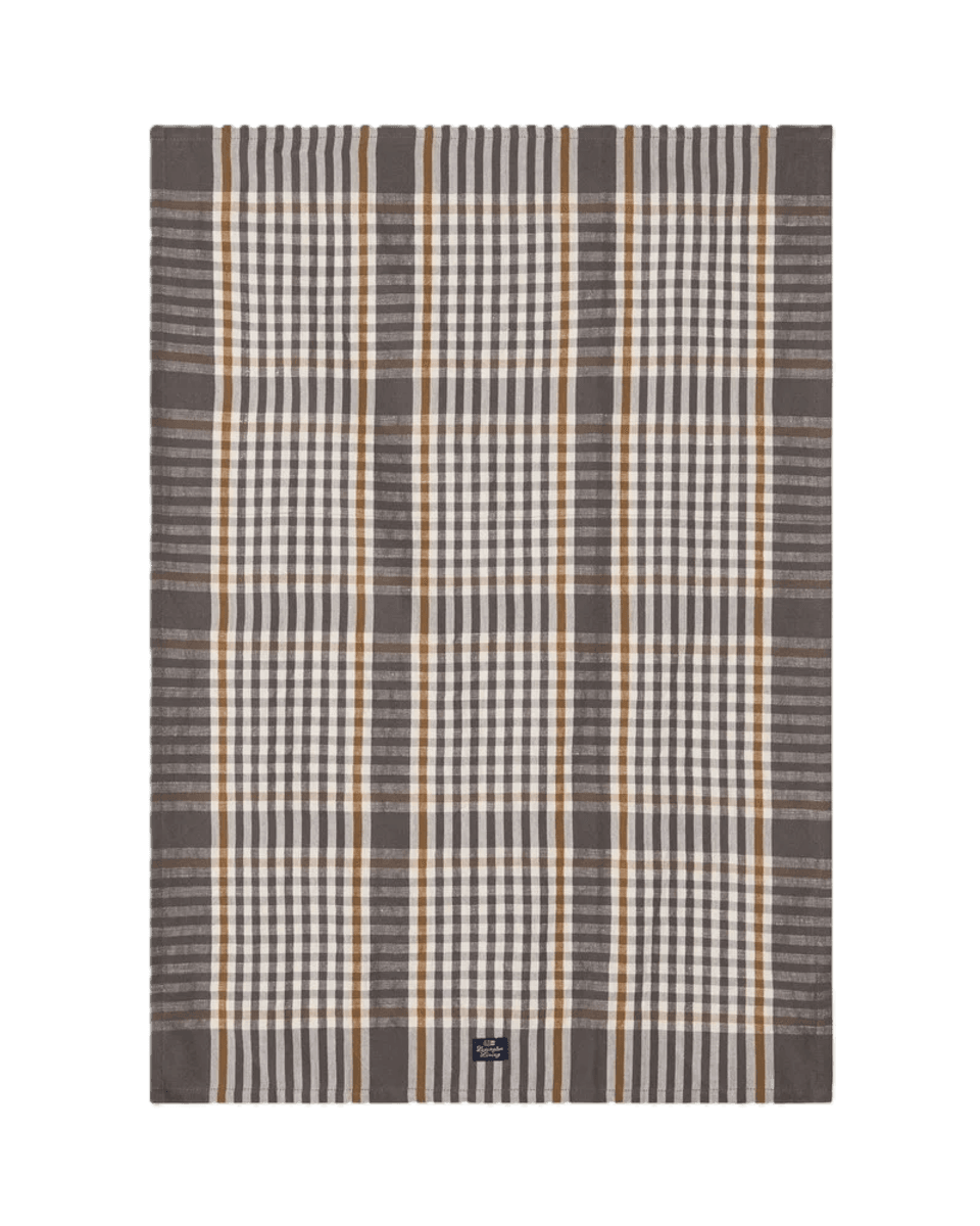 Checked kitchen towel, gray/white/fudge