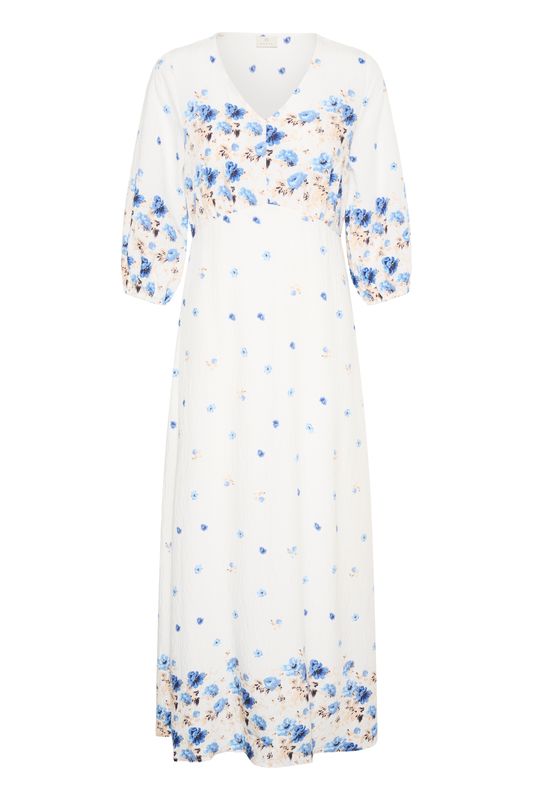 KArosine long dress, blue tones border flower