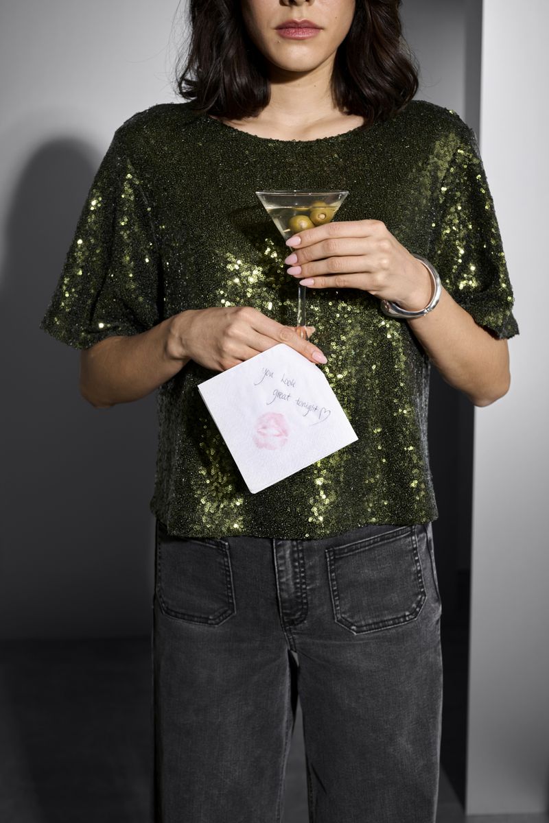 KAmiranda sequin blouse, ivy green