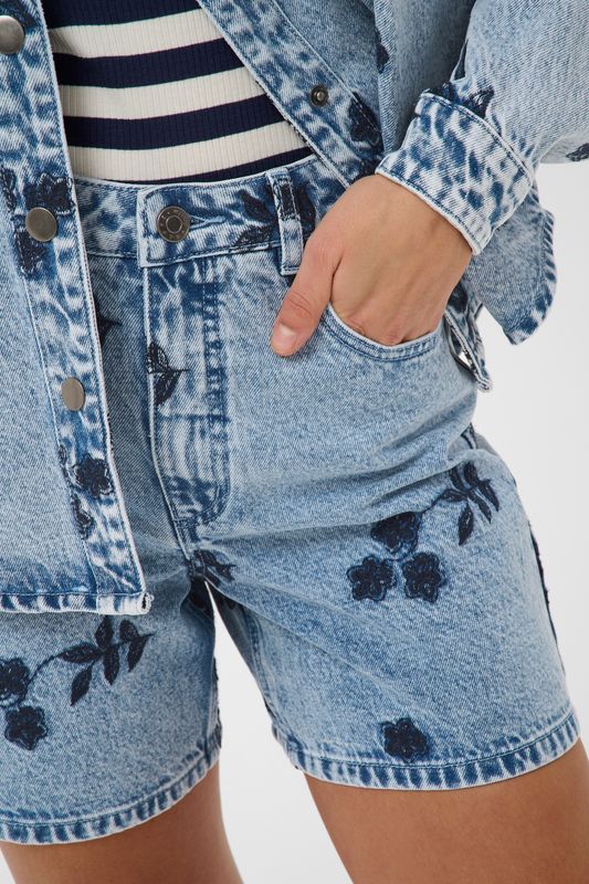KAbabena denim shorts, blue denim w/navy flower