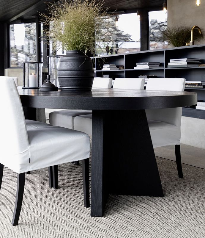 TRENT Dining Table, Sort, Ø130 cm