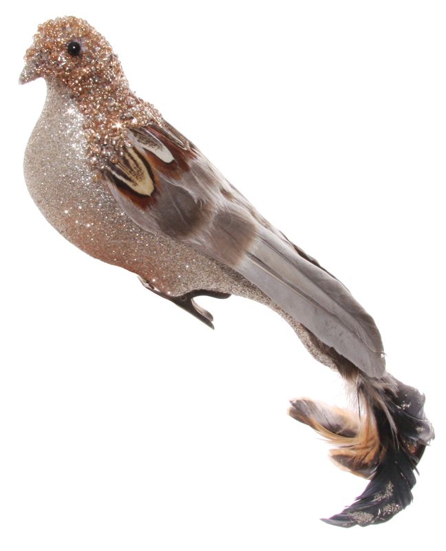 Juletrepynt Fugl, Grå/Sølv, 30 cm