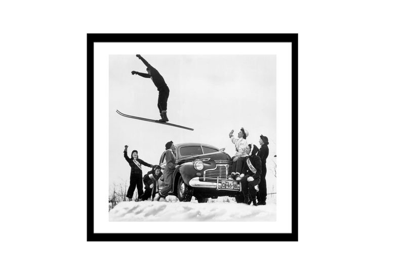 Ski Jump, Vintagebilde m/Ramme, 60x60