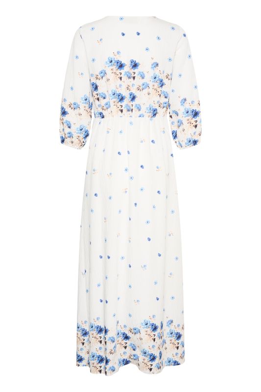 KArosine long dress, blue tones border flower