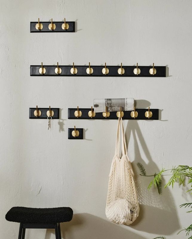 EDGY coat rack, 3 hooks - black/messing