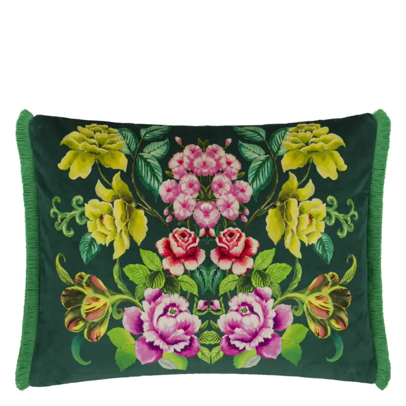 Velourpute  Grønn m/Vårblomster