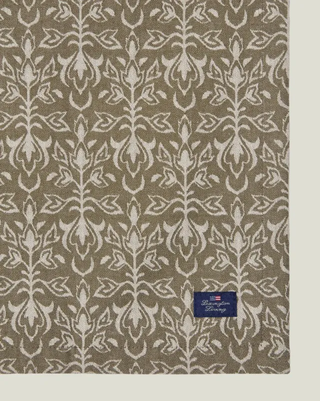 Ornament jaquard tøyserviett, beige/dark olive