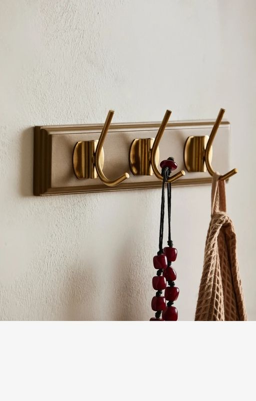 EDGY coat rack, 3 hooks - camel/messing