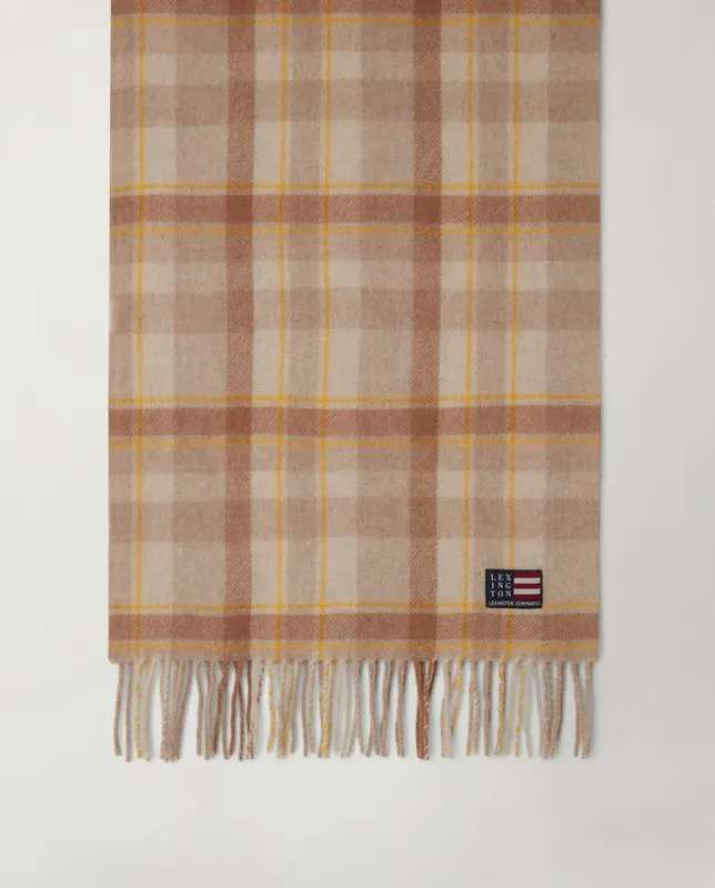 Massachusetts Skjerf i Resirkulert Ullblanding, gul/flerfarget rutemønster
