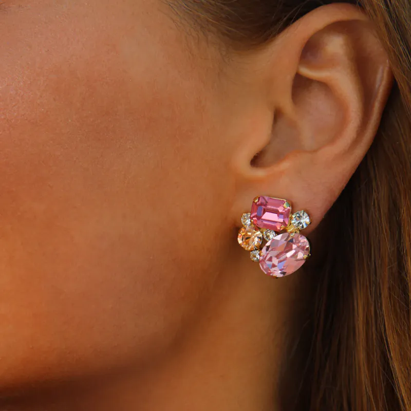 MINI CAROLINA EARRINGS / PINK COMBO