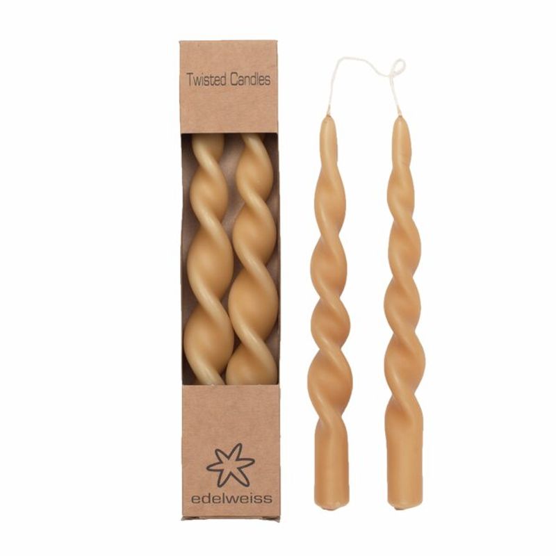 Twisted Candles 2stk, Amber Gold