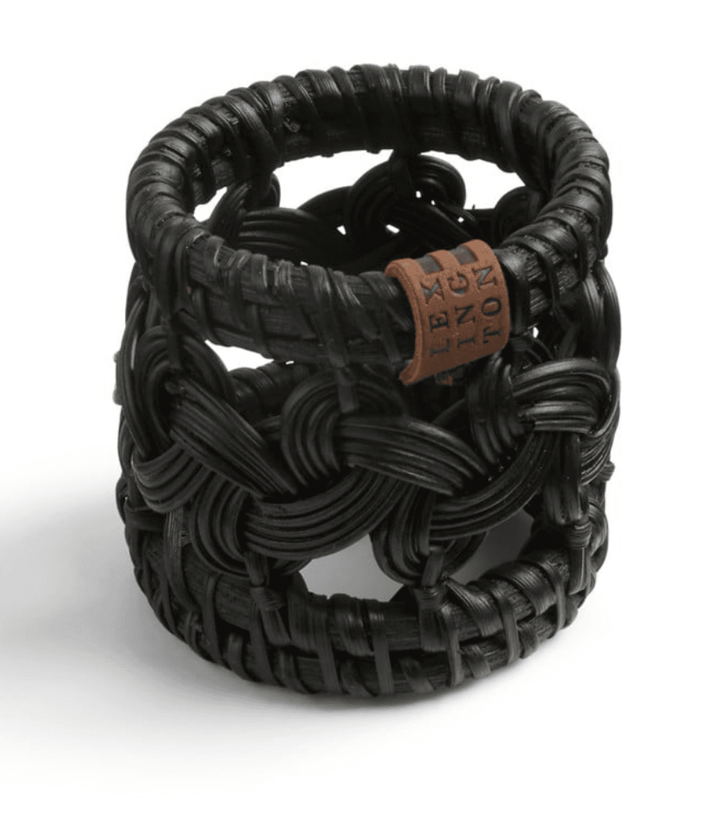 Black rattan napkin ring