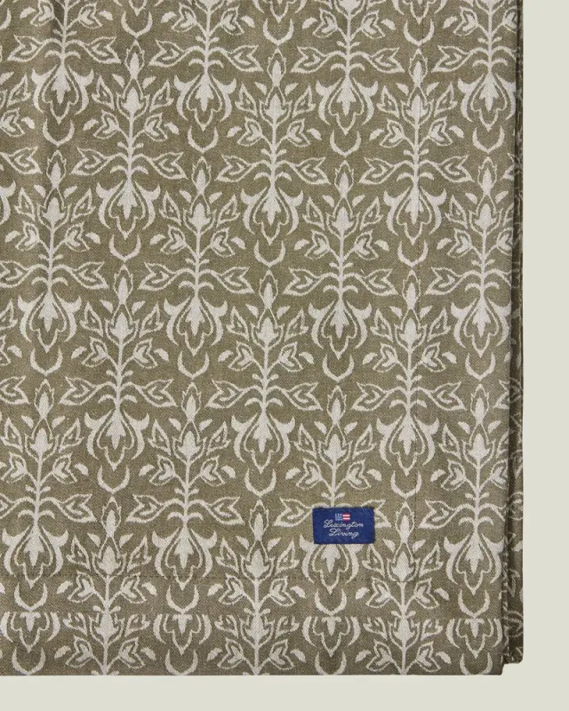 Ornament jaquard duk, beige/dark olive