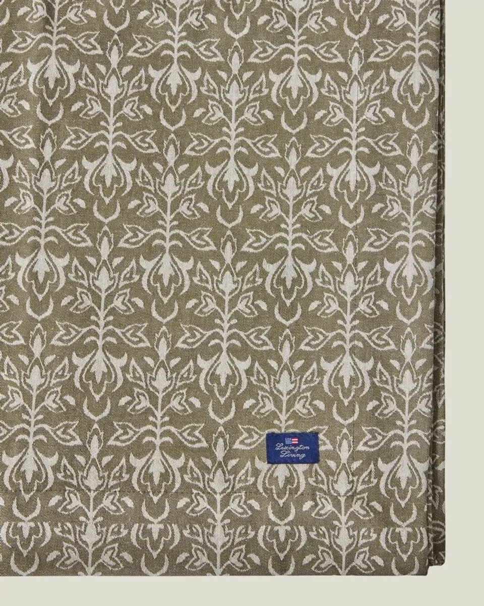 Ornament jaquard duk, beige/dark olive